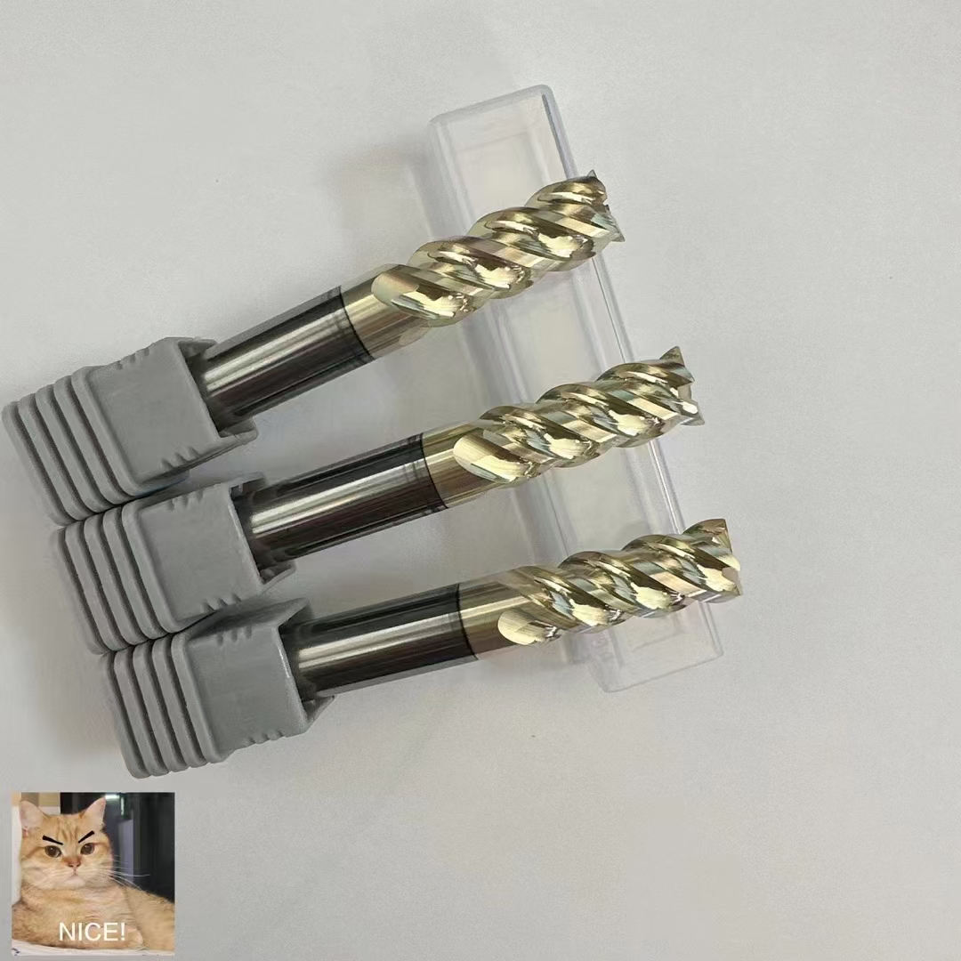 Solid Carbide Flat End Mills with Golden Coating